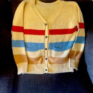 Nice multicolor, soft cardigan sweater with pockets